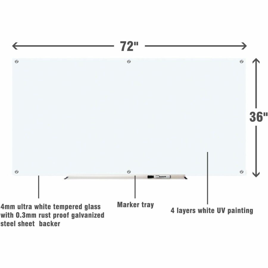 Image of Lorell Dry-Erase Board, Glass, 72"x36", Frost