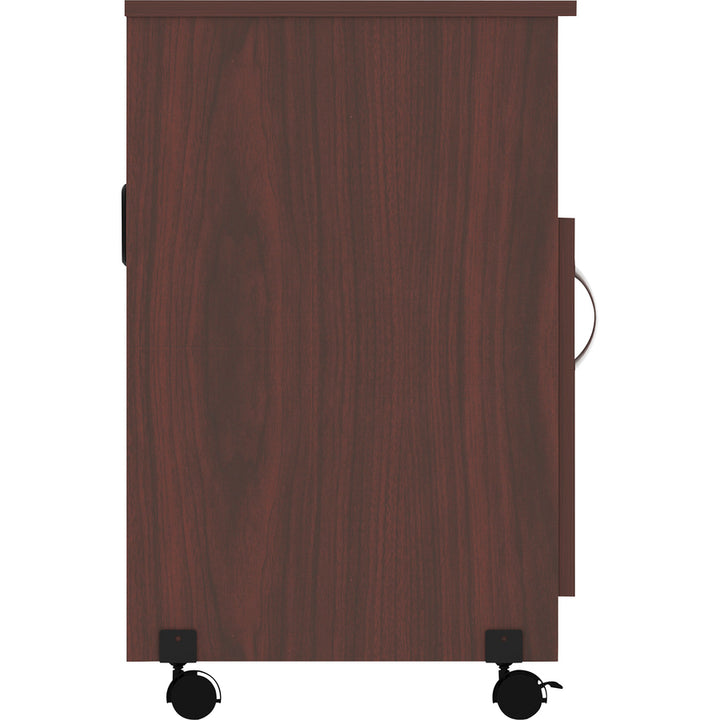Image of Lorell 60268 Mobile Machine Stand with Shelf, 30.75" H x 28" W x 19.25" Depth, Mahogany, Laminated Particleboard, Mahogany, 1 Each
