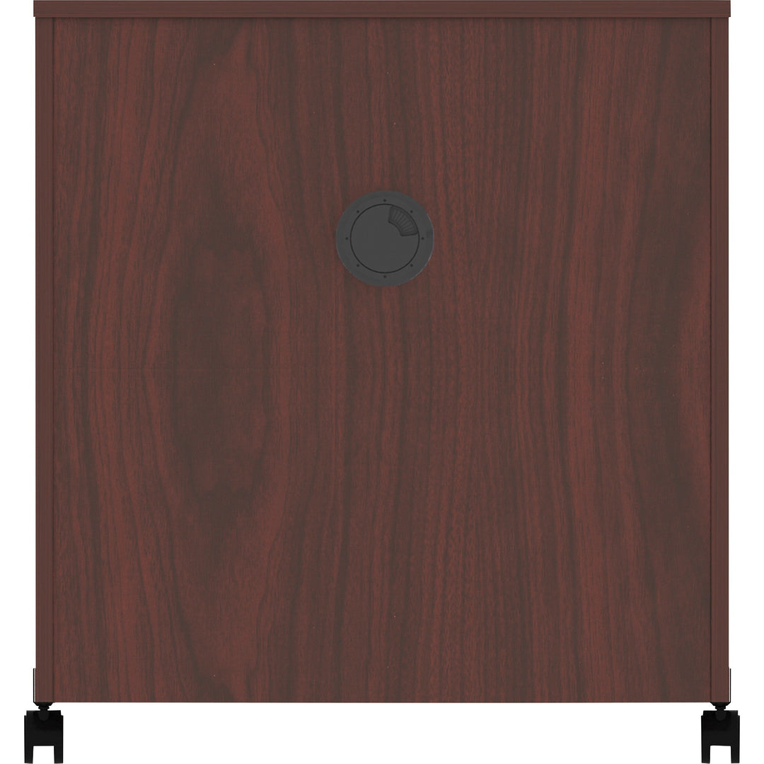 Image of Lorell 60268 Mobile Machine Stand with Shelf, 30.75" H x 28" W x 19.25" Depth, Mahogany, Laminated Particleboard, Mahogany, 1 Each