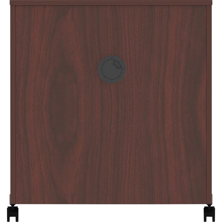 Image of Lorell 60268 Mobile Machine Stand with Shelf, 30.75" H x 28" W x 19.25" Depth, Mahogany, Laminated Particleboard, Mahogany, 1 Each
