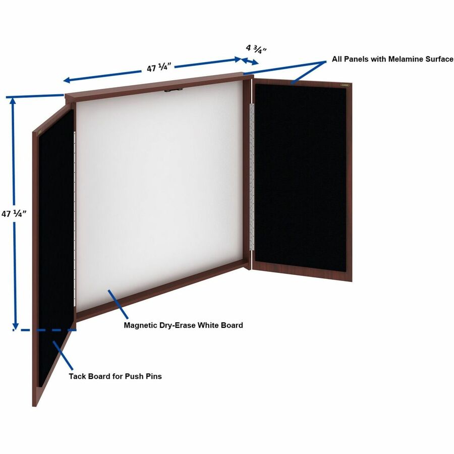Image of Lorell 69865 Dry-erase Whiteboard Presentation Cabinet, Hinged Door, 47.3" H x 47.3" W x 4.8" Depth, 1 Each