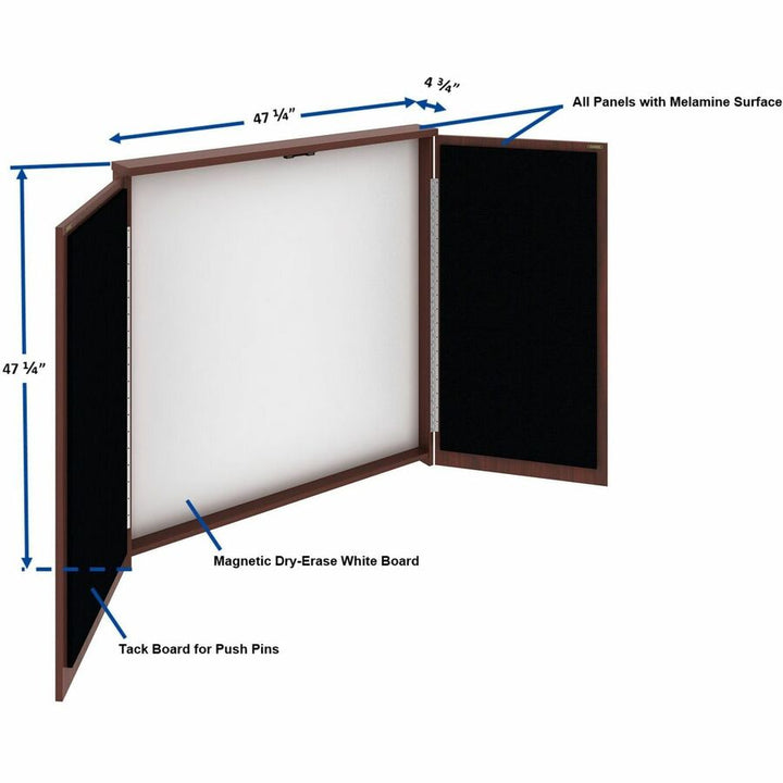Image of Lorell 69865 Dry-erase Whiteboard Presentation Cabinet, Hinged Door, 47.3" H x 47.3" W x 4.8" Depth, 1 Each