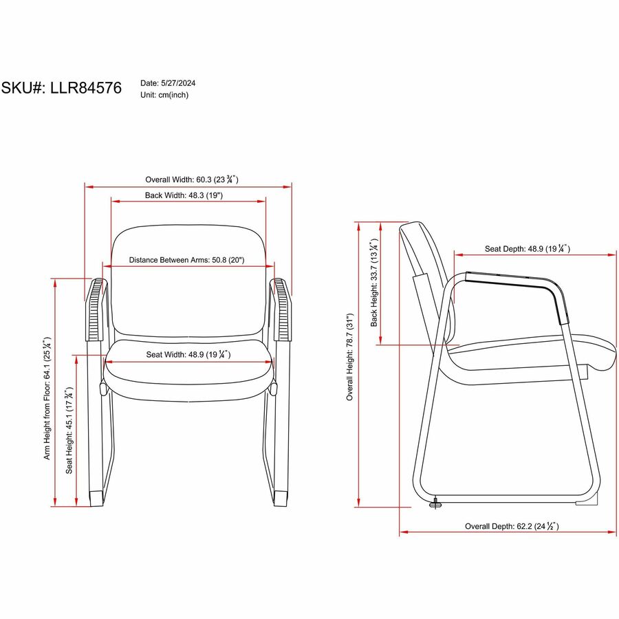 Image of Lorell Guest Chair, Fabric, 24-3/4"x26"x33-1/2", Black