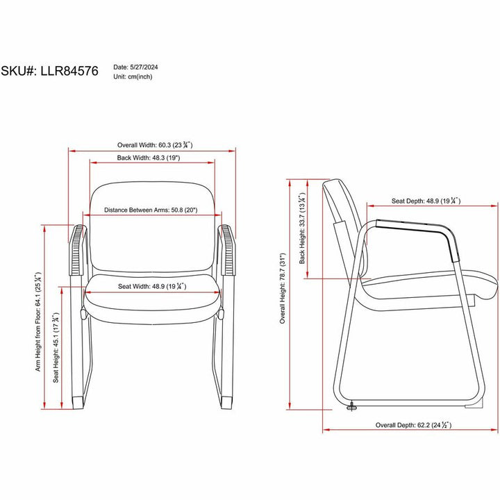 Image of Lorell Guest Chair, Fabric, 24-3/4"x26"x33-1/2", Black