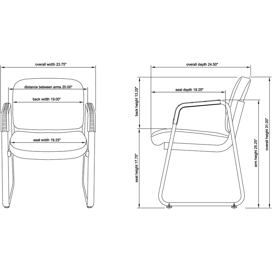 Image of Lorell Guest Chair, 24-3/4"x26"x33-1/2", Leather/Black