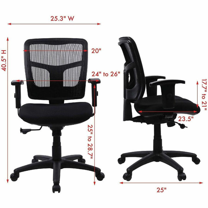 Image of Lorell Mid-Back Chair, 25-1/4"x23-1/2"x40-1/2", Black