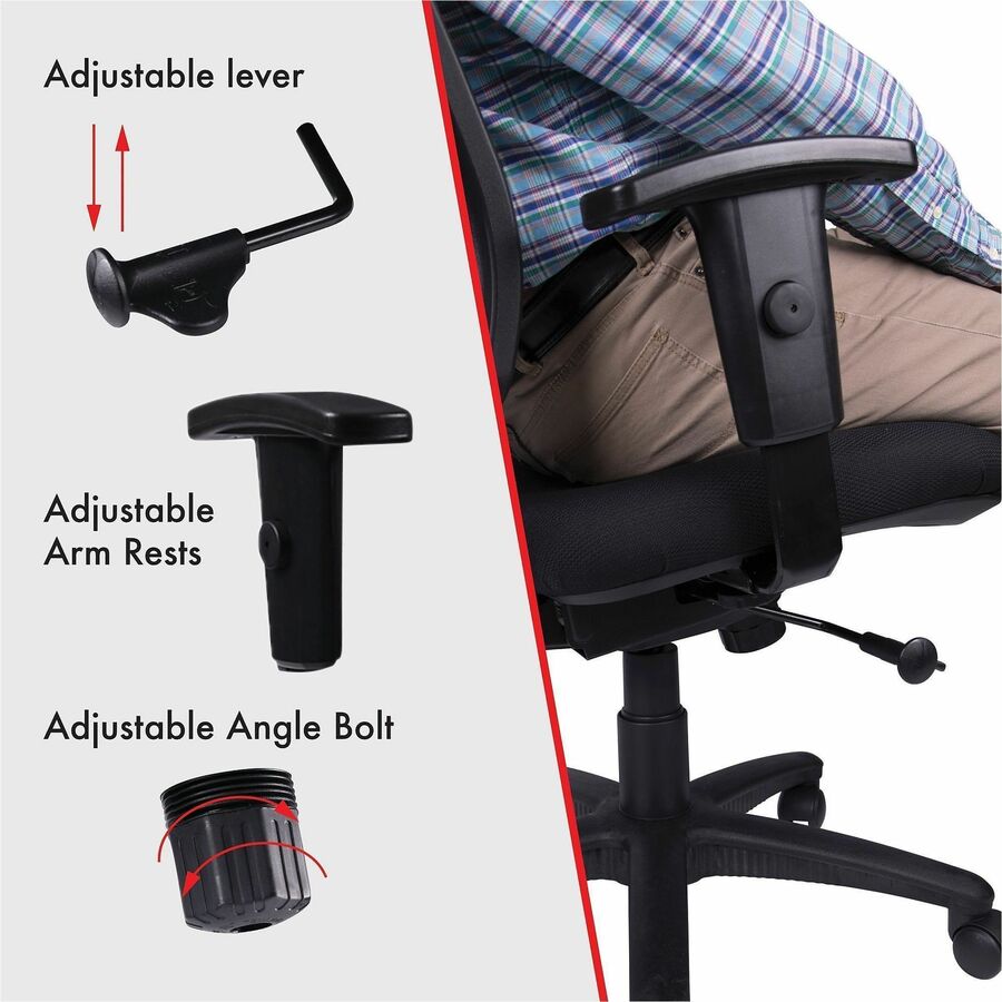 Image of Lorell Mid-Back Chair, 25-1/4"x23-1/2"x40-1/2", Black