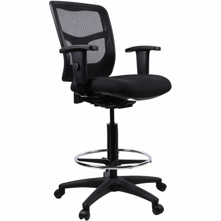 Image of Lorell Mid-Back Stool Chair, w/Mesh Back, 26"x23-5/8"x43"-53", BK