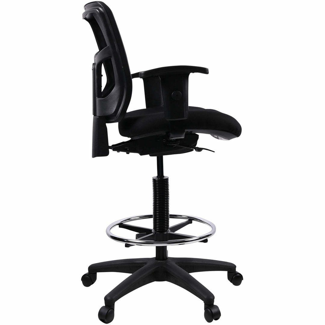 Image of Lorell Mid-Back Stool Chair, w/Mesh Back, 26"x23-5/8"x43"-53", BK