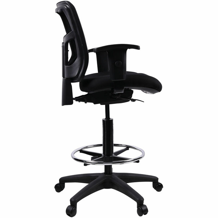 Image of Lorell Mid-Back Stool Chair, w/Mesh Back, 26"x23-5/8"x43"-53", BK