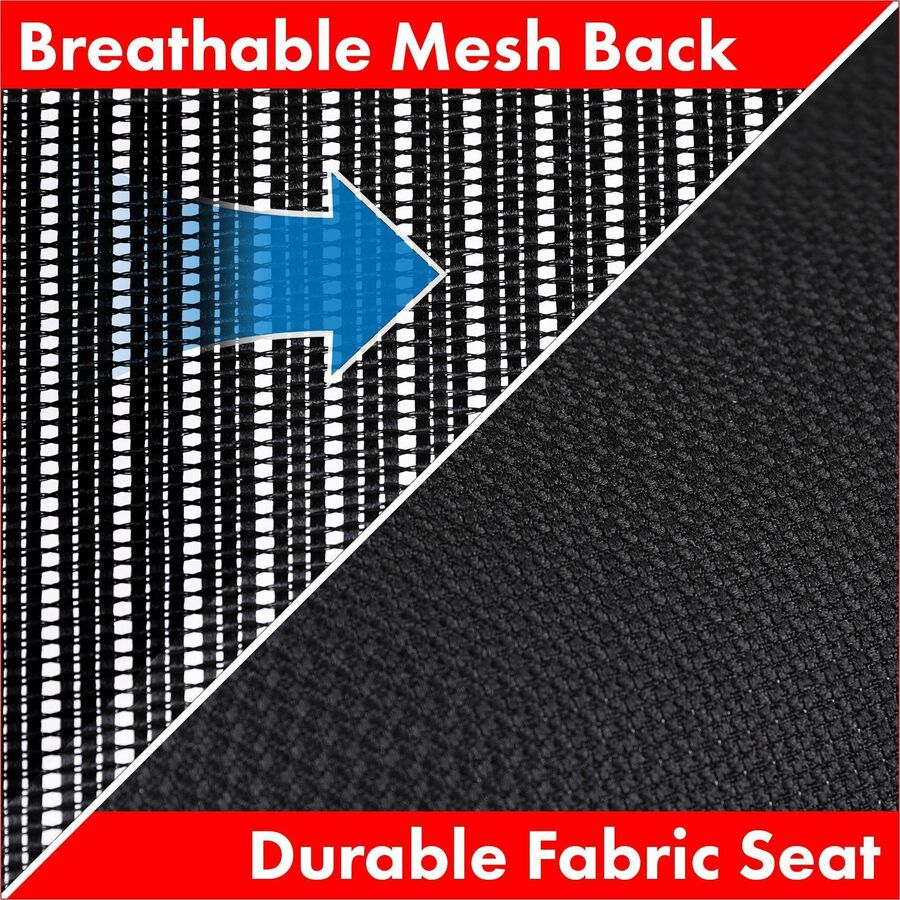 Image of Lorell Mid-Back Stool Chair, w/Mesh Back, 26"x23-5/8"x43"-53", BK