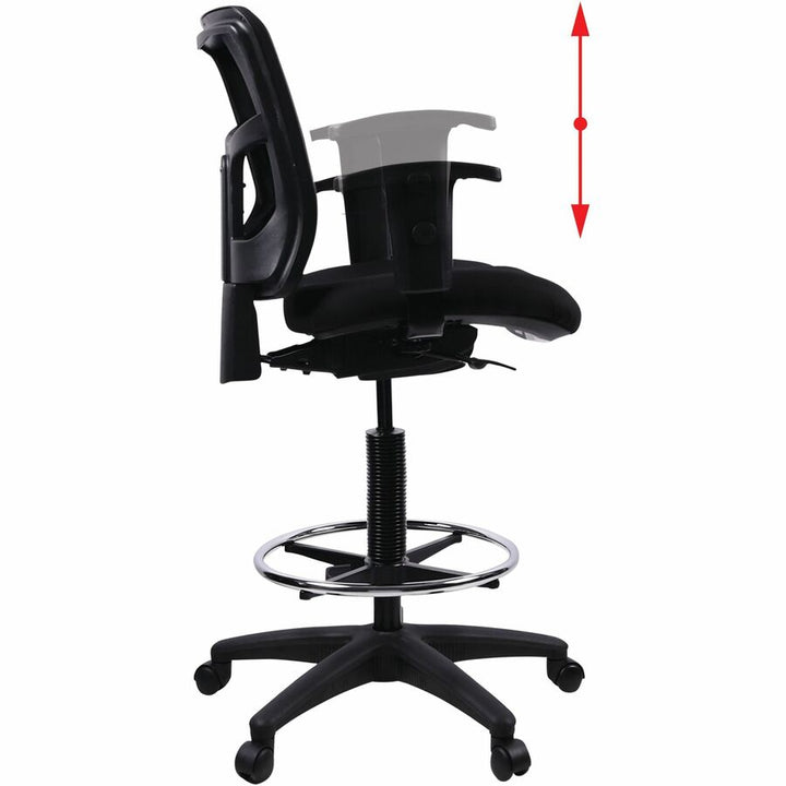 Image of Lorell Mid-Back Stool Chair, w/Mesh Back, 26"x23-5/8"x43"-53", BK