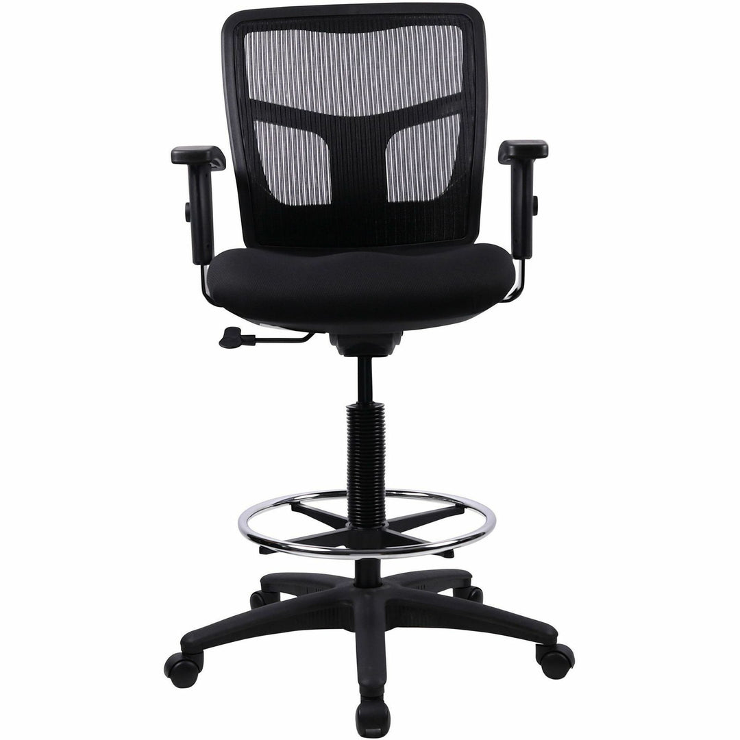 Image of Lorell Mid-Back Stool Chair, w/Mesh Back, 26"x23-5/8"x43"-53", BK
