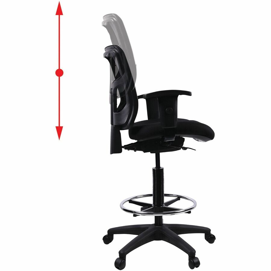 Image of Lorell Mid-Back Stool Chair, w/Mesh Back, 26"x23-5/8"x43"-53", BK