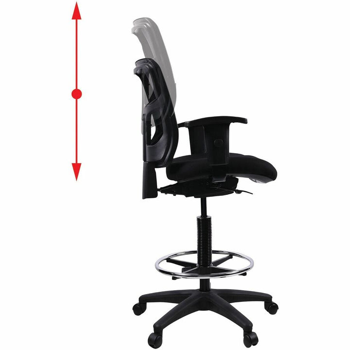 Image of Lorell Mid-Back Stool Chair, w/Mesh Back, 26"x23-5/8"x43"-53", BK