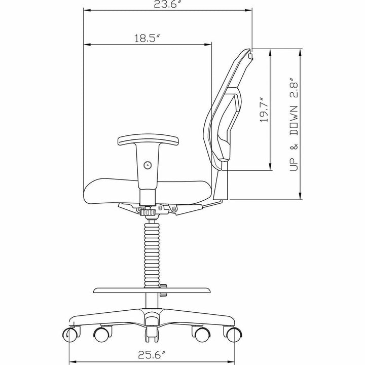 Image of Lorell Mid-Back Stool Chair, w/Mesh Back, 26"x23-5/8"x43"-53", BK