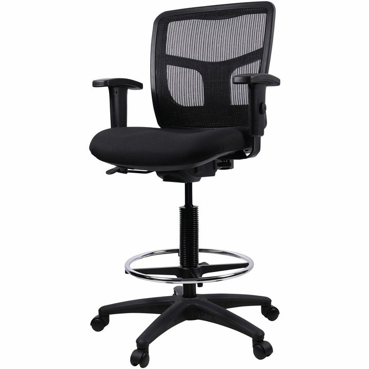 Image of Lorell Mid-Back Stool Chair, w/Mesh Back, 26"x23-5/8"x43"-53", BK