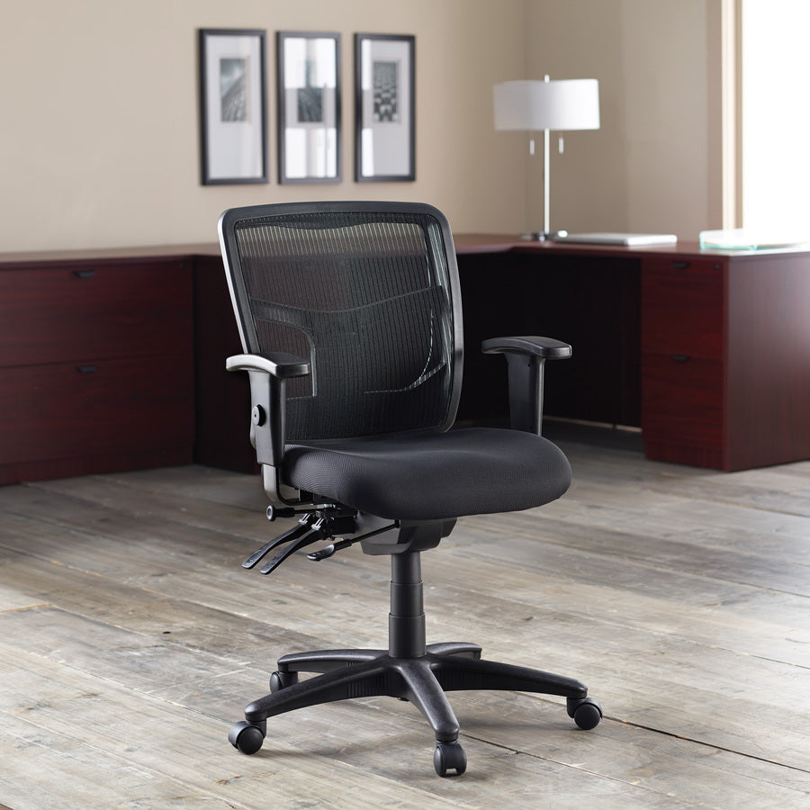 Image of Lorell Mid-Back Seat Slider Chair, 25"x25"x40-1/2", Black
