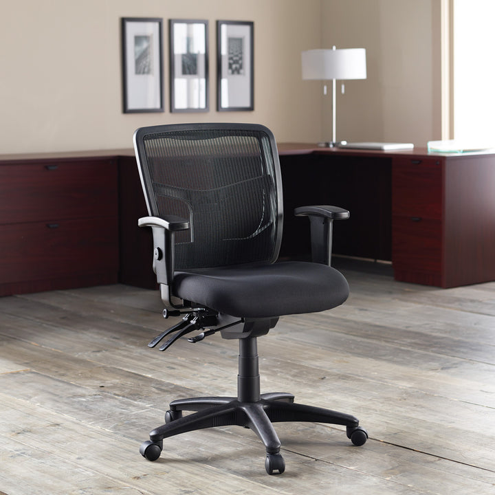 Image of Lorell Mid-Back Seat Slider Chair, 25"x25"x40-1/2", Black