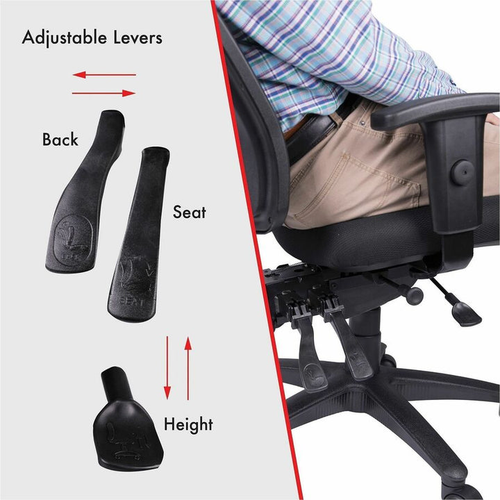 Image of Lorell Mid-Back Seat Slider Chair, 25"x25"x40-1/2", Black