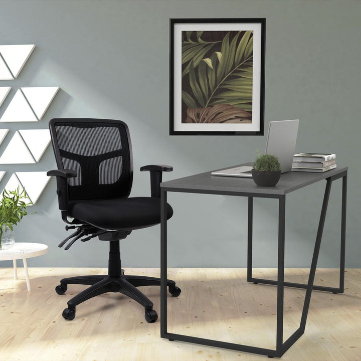 Image of Lorell Mid-Back Seat Slider Chair, 25"x25"x40-1/2", Black