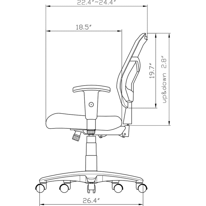 Image of Lorell Mid-Back Seat Slider Chair, 25"x25"x40-1/2", Black