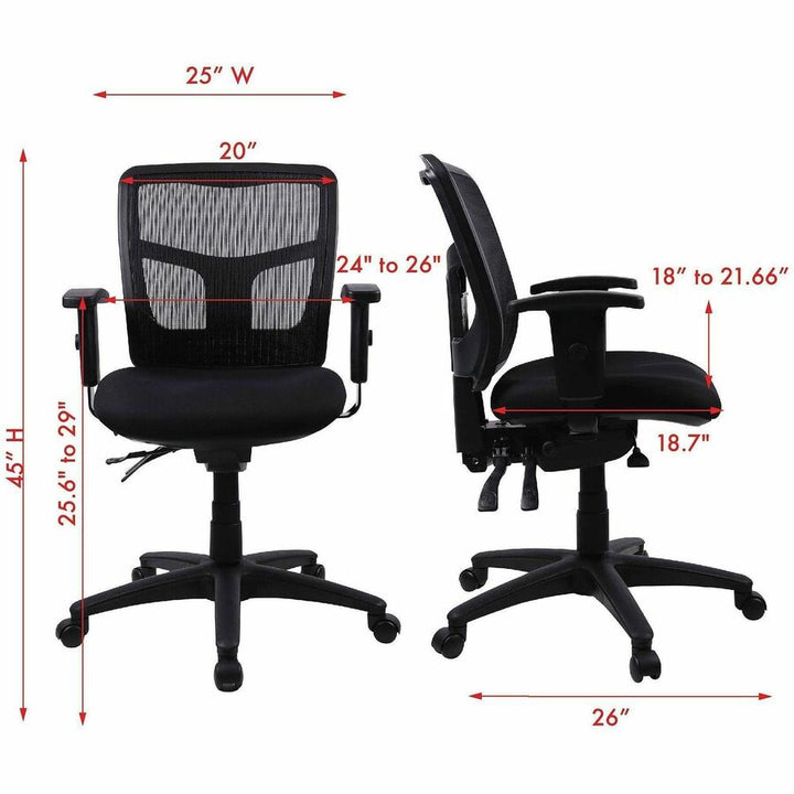 Image of Lorell Mid-Back Seat Slider Chair, 25"x25"x40-1/2", Black