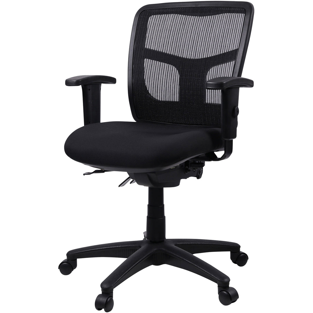 Image of Lorell Mid-Back Seat Slider Chair, 25"x25"x40-1/2", Black