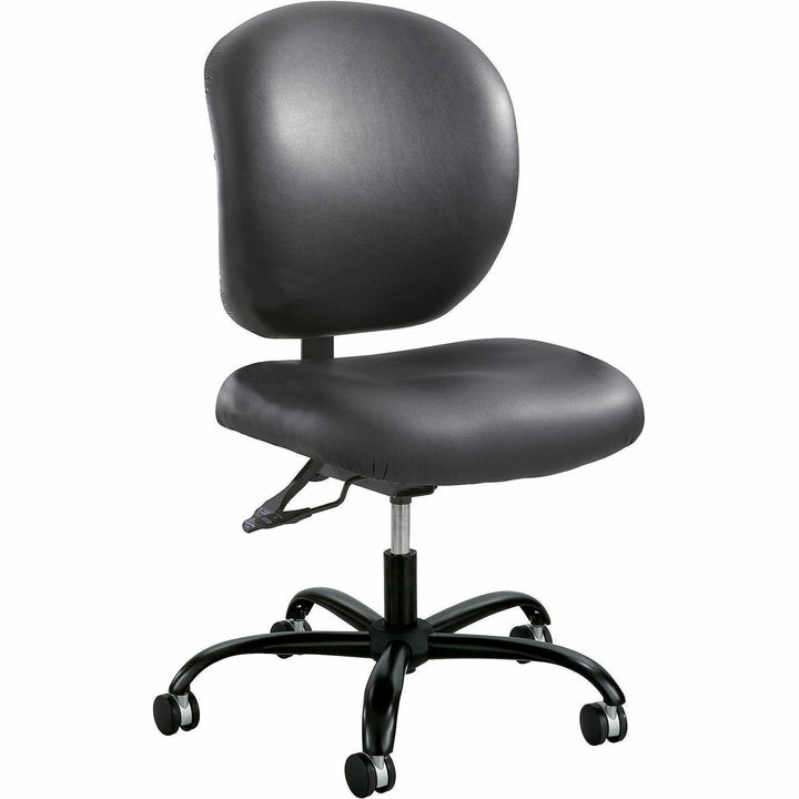 Image of Safco® Alday Intensive-Use Chair, Supports Up To 500 Lb, 17.5" To 20" Seat Height, Black Vinyl Seat/back, Black Base