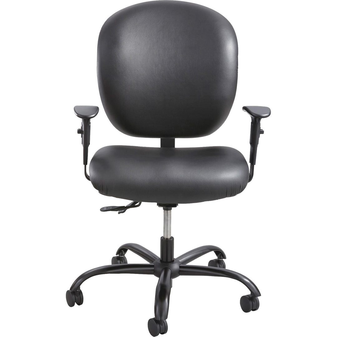 Image of Safco® Alday Intensive-Use Chair, Supports Up To 500 Lb, 17.5" To 20" Seat Height, Black Vinyl Seat/back, Black Base