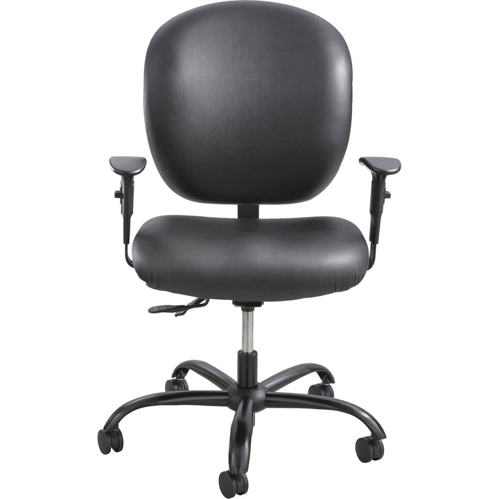 Image of Safco® Alday Intensive-Use Chair, Supports Up To 500 Lb, 17.5" To 20" Seat Height, Black Vinyl Seat/back, Black Base