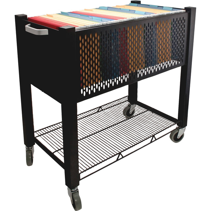 Image of Vertiflex® InstaCart File Cart, Metal, 1 Shelf, 1 Bin, 14.25" x 28.5" x 27.75", Black