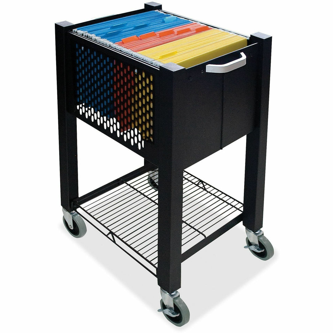 Image of Vertiflex® InstaCart Sidekick Deskside File Cart, Metal, 1 Shelf, 1 Bin, 14.25" x 16.25" x 27.75", Black