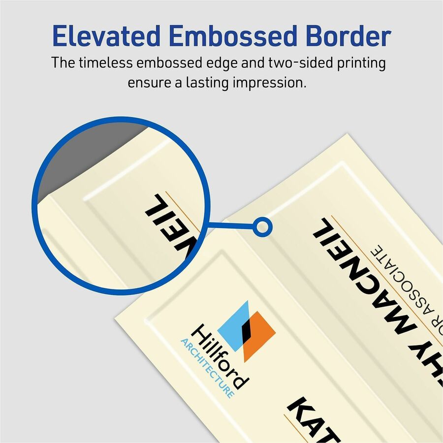 Image of Avery® Tent Cards, Embossed, 2-1/2"x8-1/2", 100/PK, Ivory