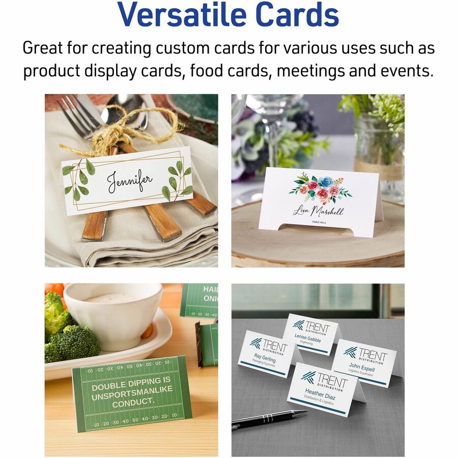 Image of Avery® Large Embossed Tent Card, Ivory, 11 x 3.5,, 1 Card/Sheet, 50 Sheets/Pack
