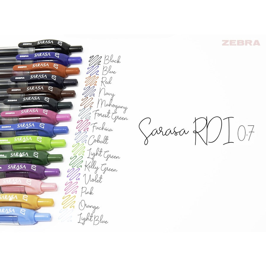 Image of Zebra 46824 SARASA dry X20 Retractable Gel Pen, 0.7 mm Medium Pen Point, Retractable, Blue Ink, Gel-based, Plastic Barrel, 14 / Pack