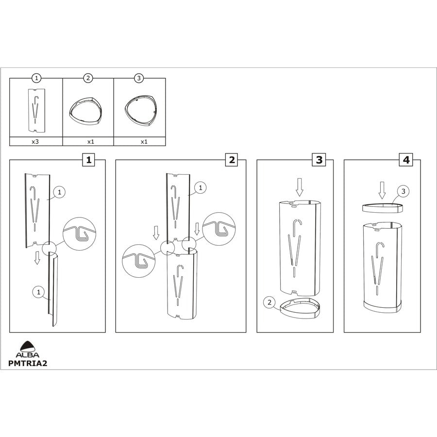 Image of Alba PMTRIA2M Large Triangular Umbrella Stand, 25.4" H x 6.1" W x 13" Depth, Steel, ABS Plastic, Black, Gray, 1 Each