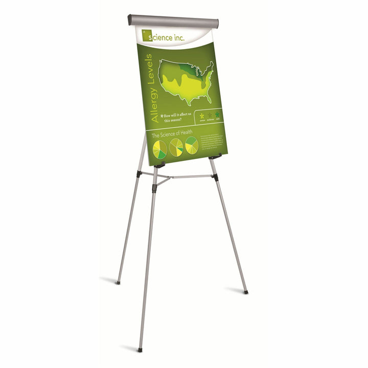 Image of MasterVision® Telescoping Tripod Display Easel, Adjusts 38" To 69" High, Metal, Silver