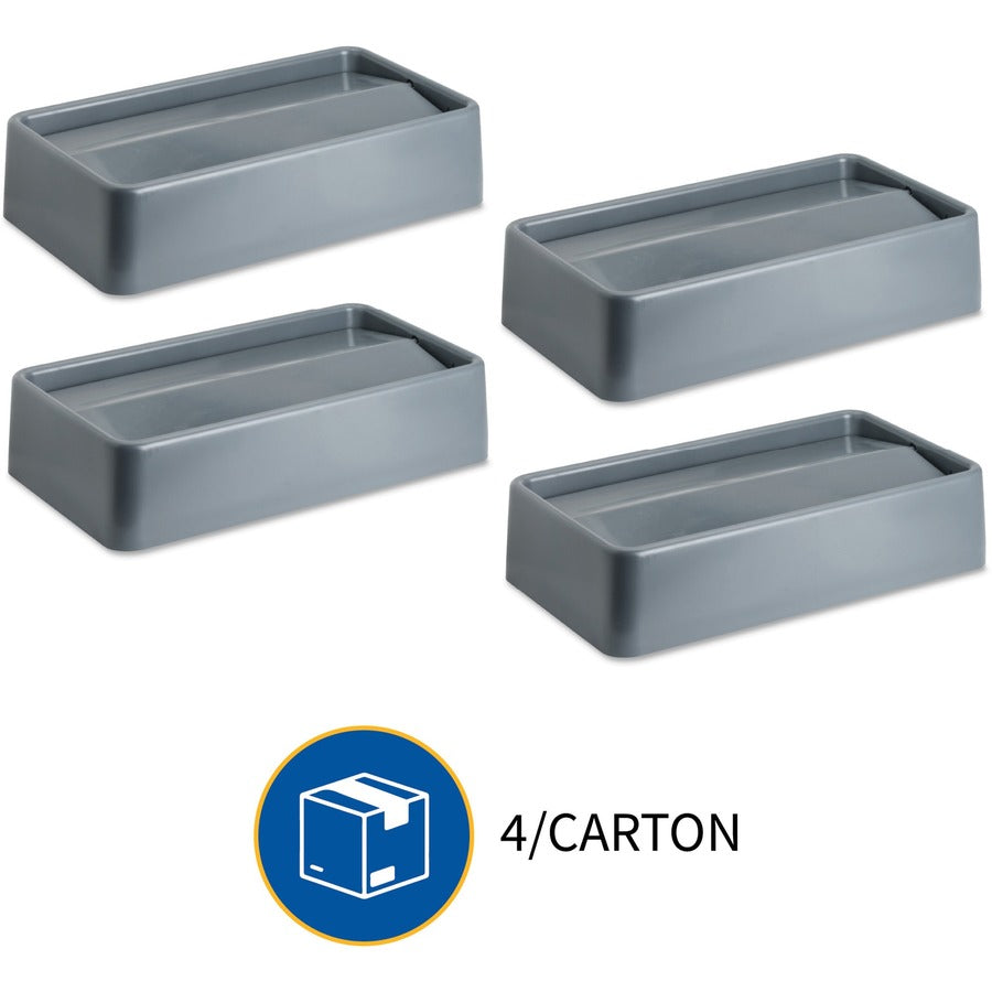 Image of Genuine Joe 02343 Space-Saving Container Swing Lid, Rectangular, Gray, 1 Each
