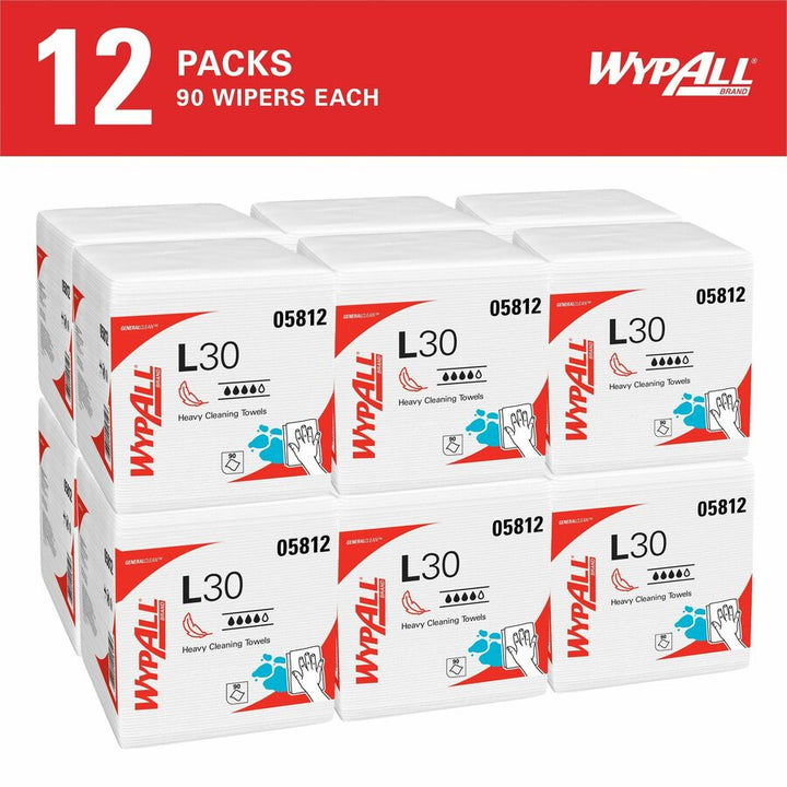 Image of Kimberly-Clark Professional Cleanup Wipers, 90/PK, 12-1/2"x12", 12PK/CT, WE