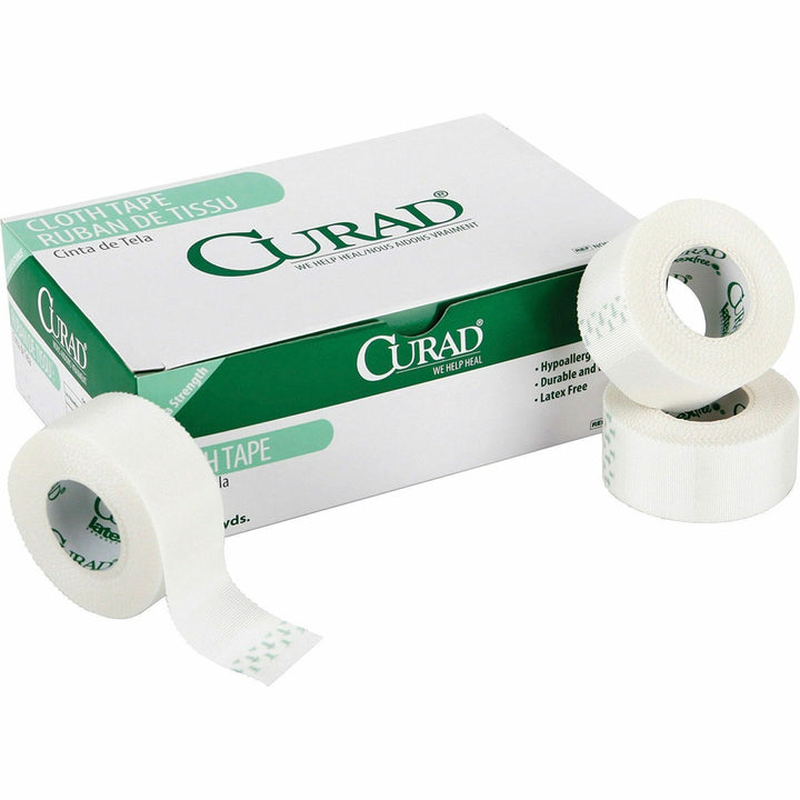 Image of Curad NON270102 Cloth Silk Adhesive Tape, 10 yd Length x 2" Width, White, Cloth, For Secure Dressing, 1 Box
