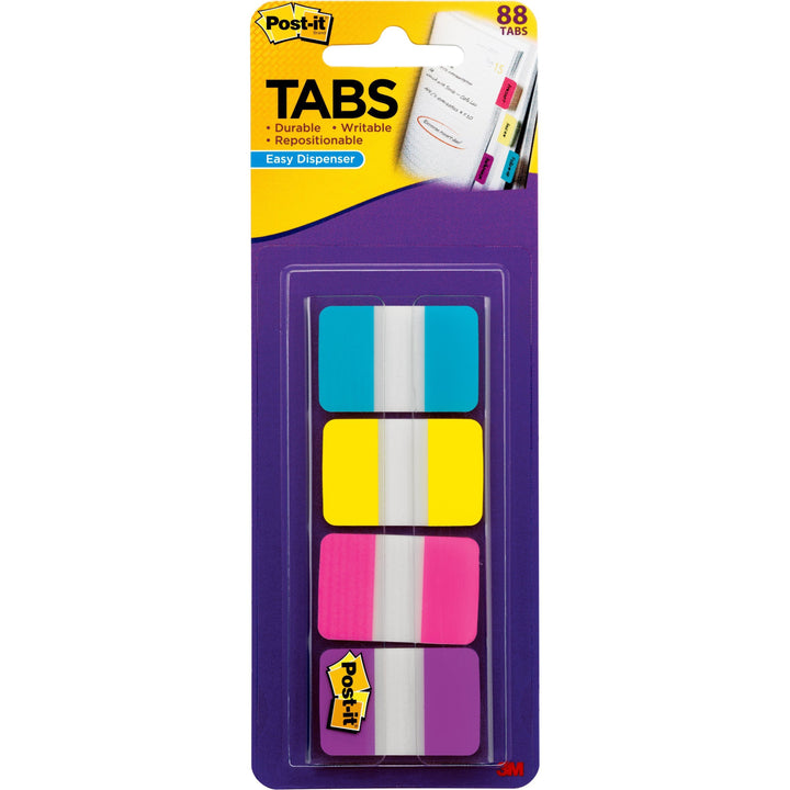 Image of Post-it® 686AYPV1IN Tabs, 88 Write-on Tab(s), 1.50" Tab Height x 1" Tab Width, Blue, Yellow, Pink, Purple Tab(s), Repositionable, 1 Pack