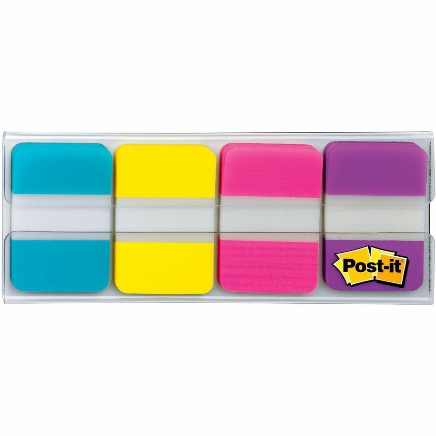 Image of Post-it® 686AYPV1IN Tabs, 88 Write-on Tab(s), 1.50" Tab Height x 1" Tab Width, Blue, Yellow, Pink, Purple Tab(s), Repositionable, 1 Pack
