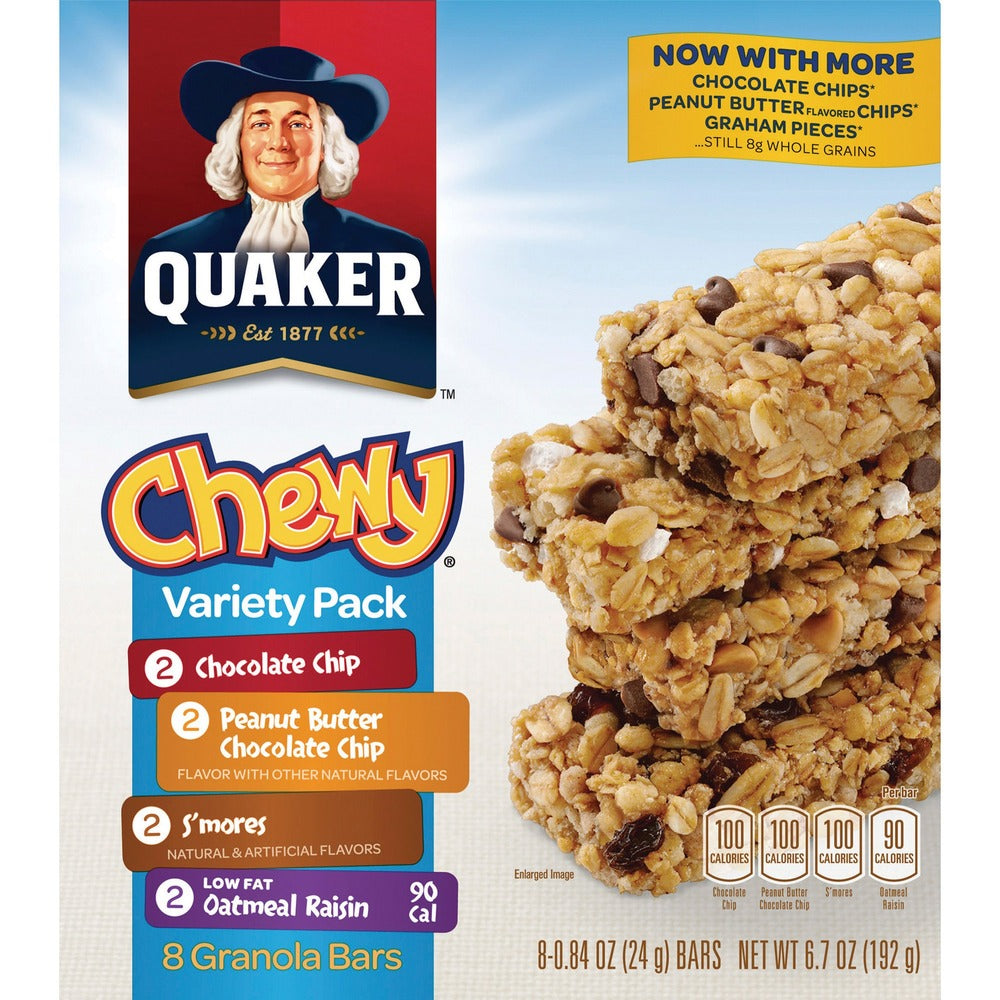 Image of Quaker® Chewy Granola Bars, Variety Pack, 6.7oz., 8/BX, Assorted