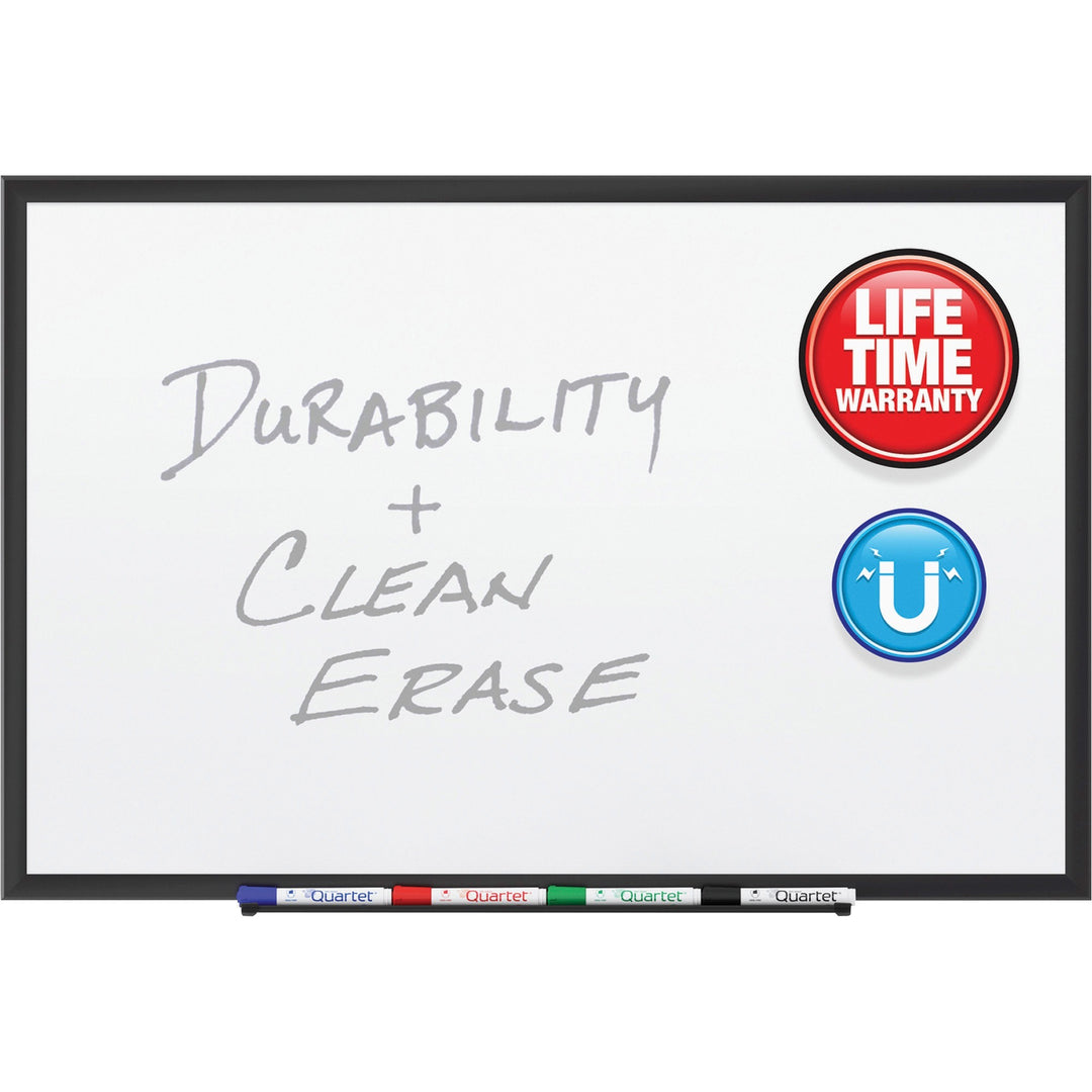 Image of Quartet® Classic Series Porcelain Magnetic Dry Erase Board, 96" x 48", White Surface, Black Aluminum Frame