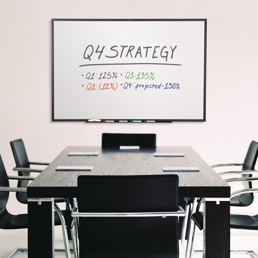 Image of Quartet® Classic Series Porcelain Magnetic Dry Erase Board, 96" x 48", White Surface, Black Aluminum Frame