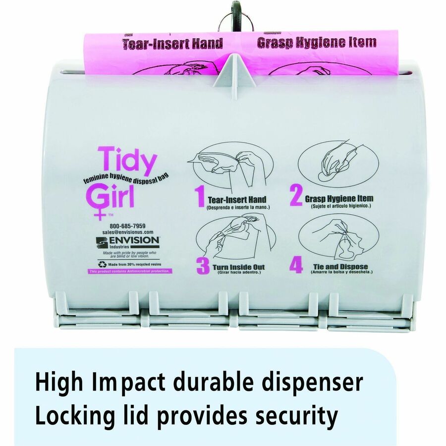 Image of Stout® by Envision Hygiene Bags Dispenser, 4"x8-1/2"x5-3/4", Stone Gray