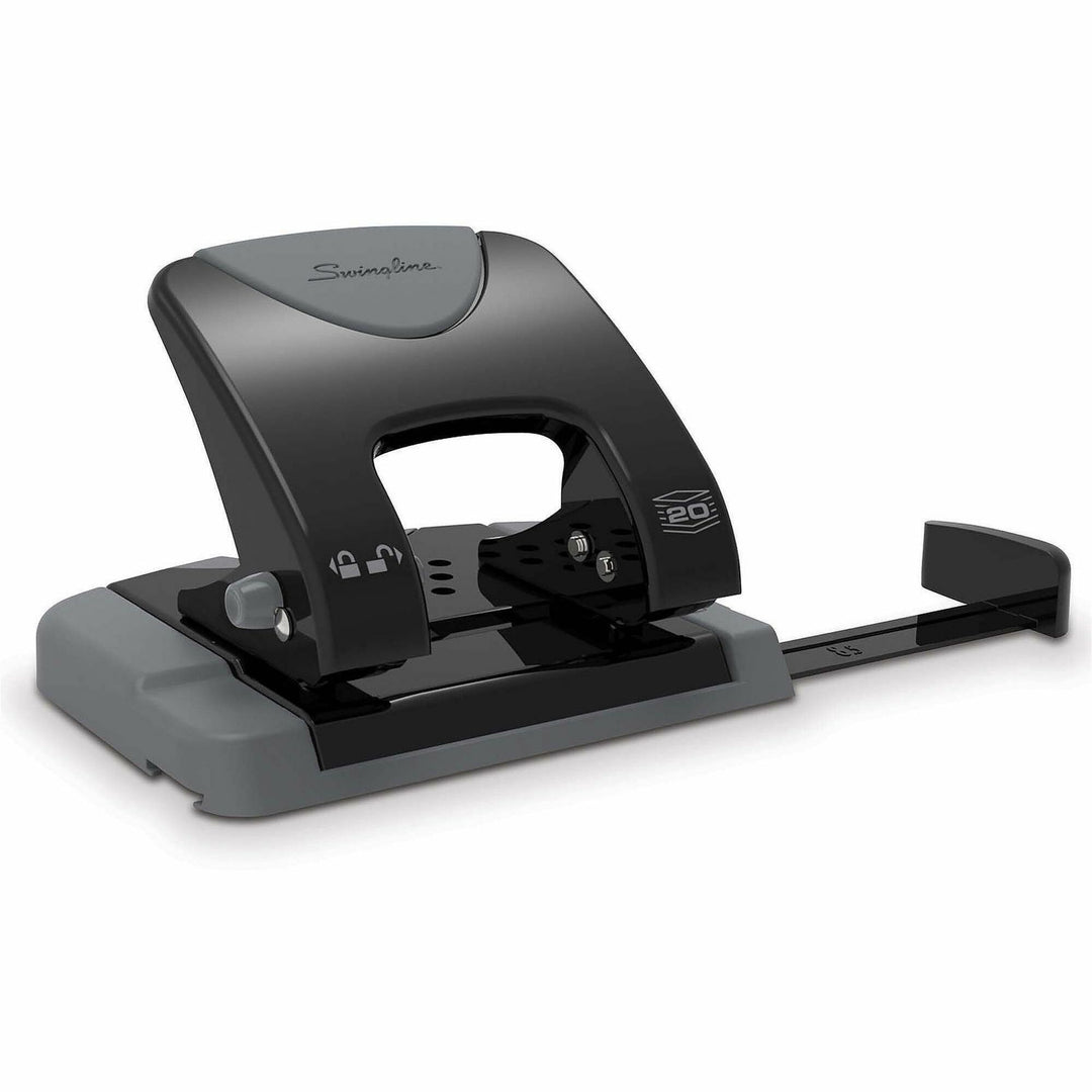 Image of Swingline® 20-Sheet Smarttouch Two-Hole Punch, 9/32" Holes, Black/gray