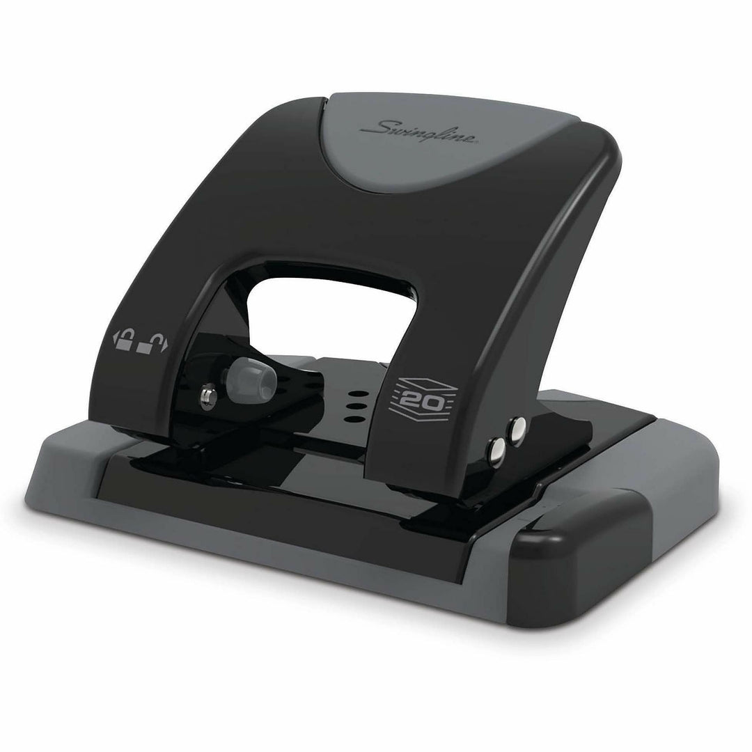 Image of Swingline® 20-Sheet Smarttouch Two-Hole Punch, 9/32" Holes, Black/gray