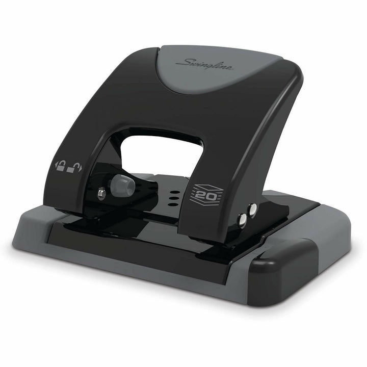 Image of Swingline® 20-Sheet Smarttouch Two-Hole Punch, 9/32" Holes, Black/gray